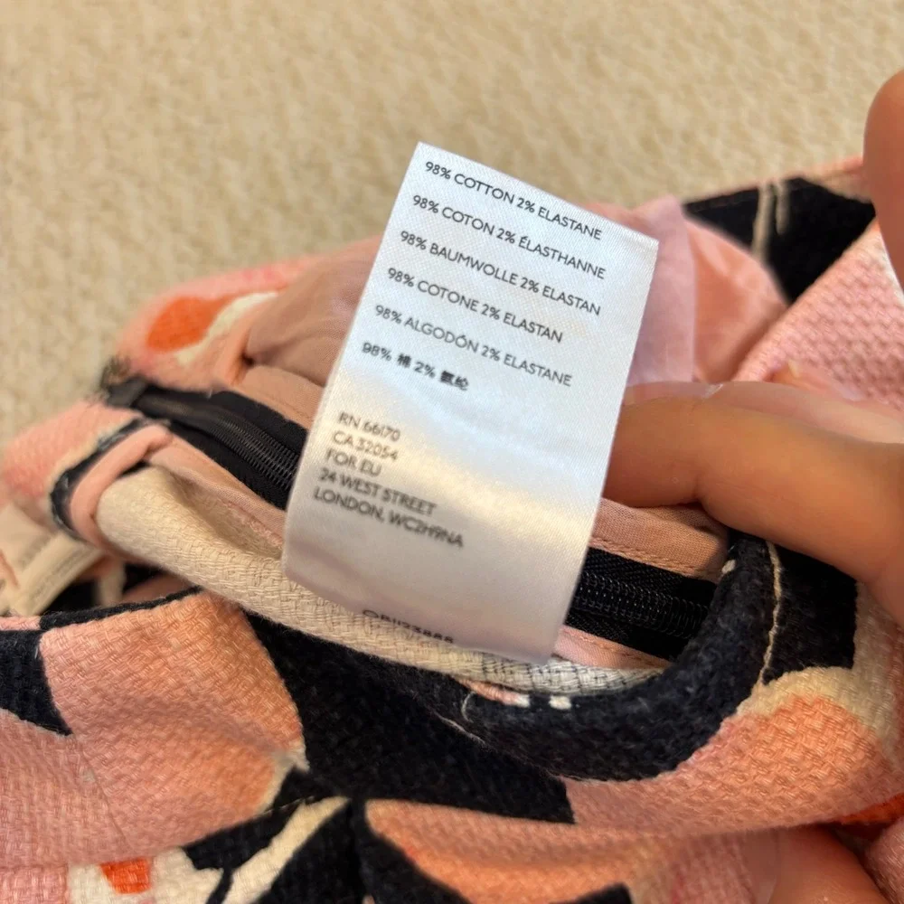 Anthropologie Georgie Scalloped Shorts Navy‎ Pink Floral High Rise Size 10
